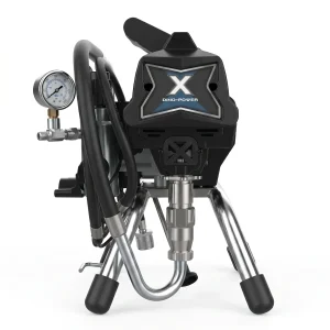 electric airless paint sprayer on white back ground front view